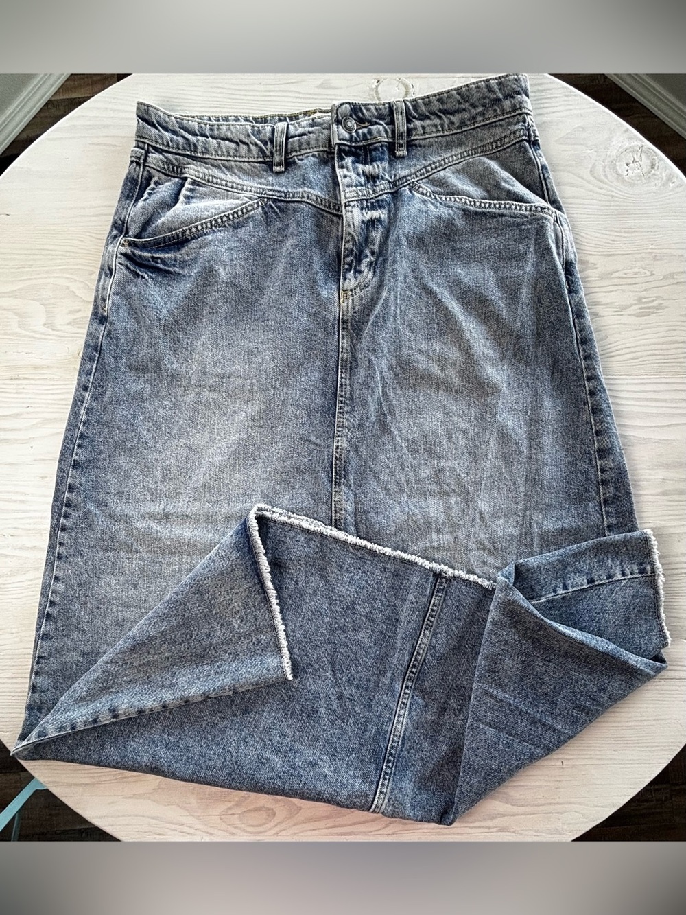 Free People We The Free Come As You Are Denim Maxi Skirt Size 14 NWOT - Picture 4 of 6